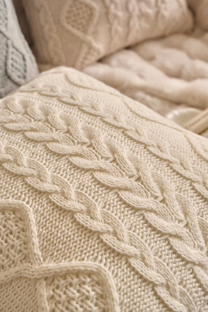 DOKOT Decorative Knit Throw Pillow Cover Chiristmas Farmhouse Sweater Square Warm Cushion Cover for Couch, Bed, Home Accent Decor (Cream, (18x18 inches(45x45cm)) - Image 4